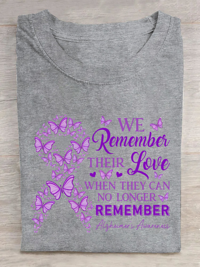 We Remember Their Love Alzheimers Awareness Never Forget Cotton T-Shirt