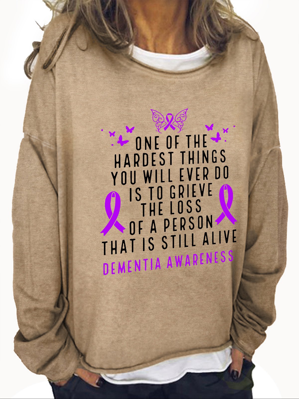 Dementia Awareness Month Butterfly Warrior Alzheimers Casual Sweatshirt