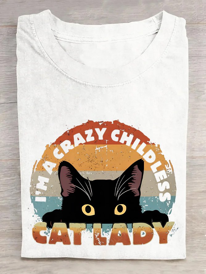 I'm a Crazy Childless Cat Lady Election Vote 2024 President  Cotton T-shirt