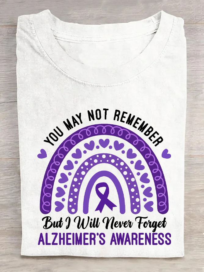 You May Not Remember But I Will Never Forget Alzheimer's Awareness Rainbow Cotton T-Shirt