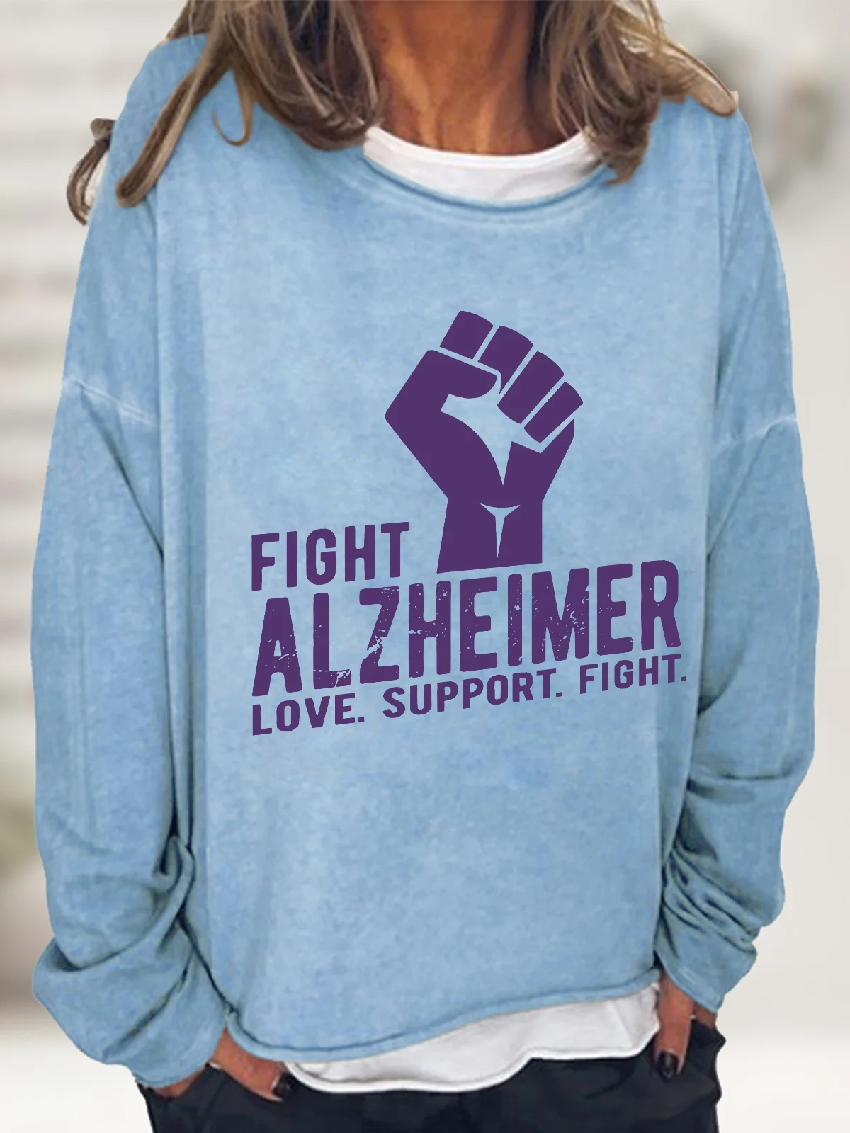 Fight Alzheimer, Support Alzheimer Awareness Casual Sweatshirt