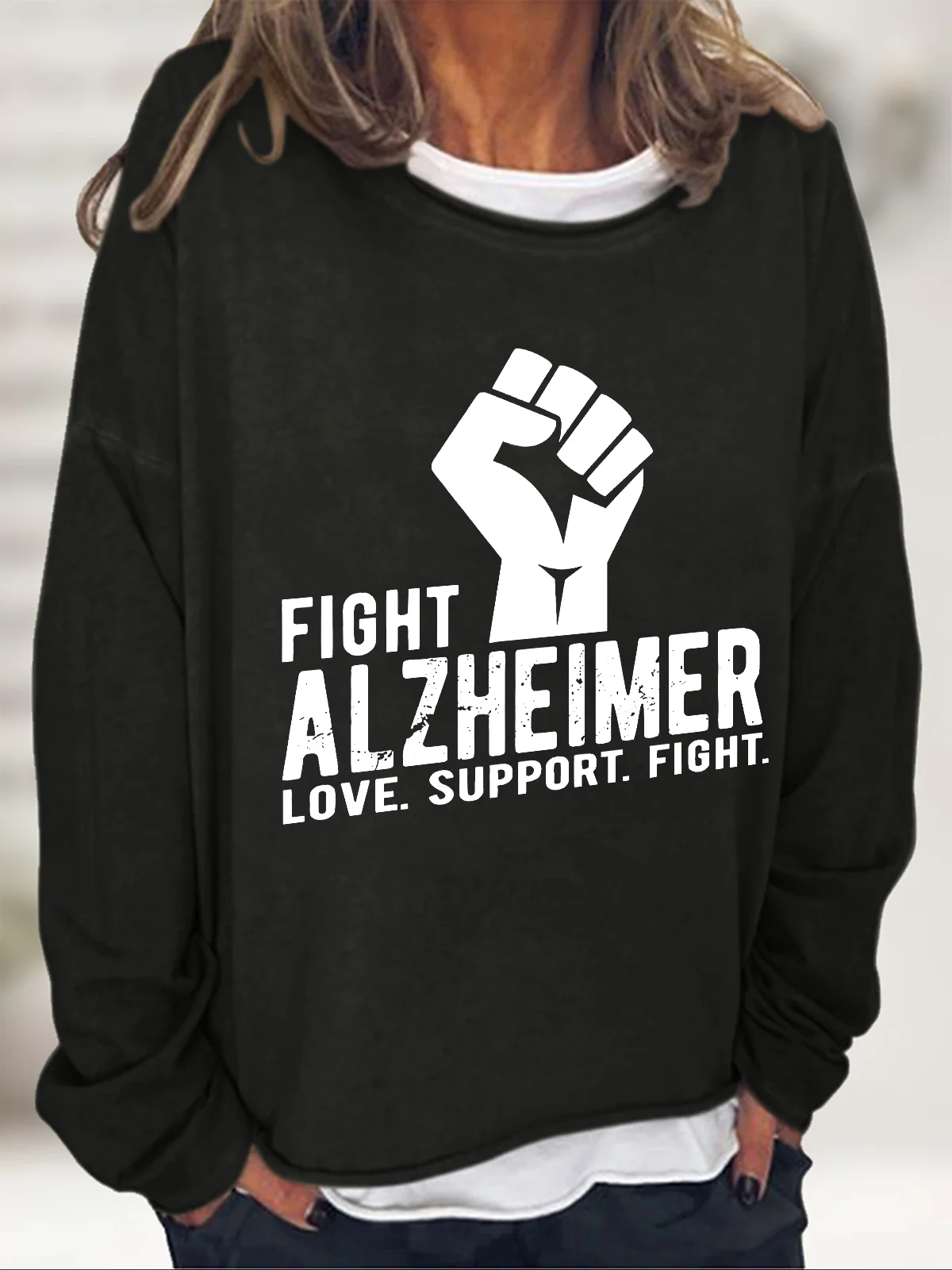 Fight Alzheimer, Support Alzheimer Awareness Casual Sweatshirt