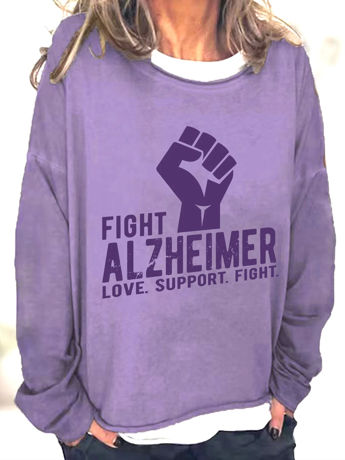 Fight Alzheimer, Support Alzheimer Awareness Casual Sweatshirt