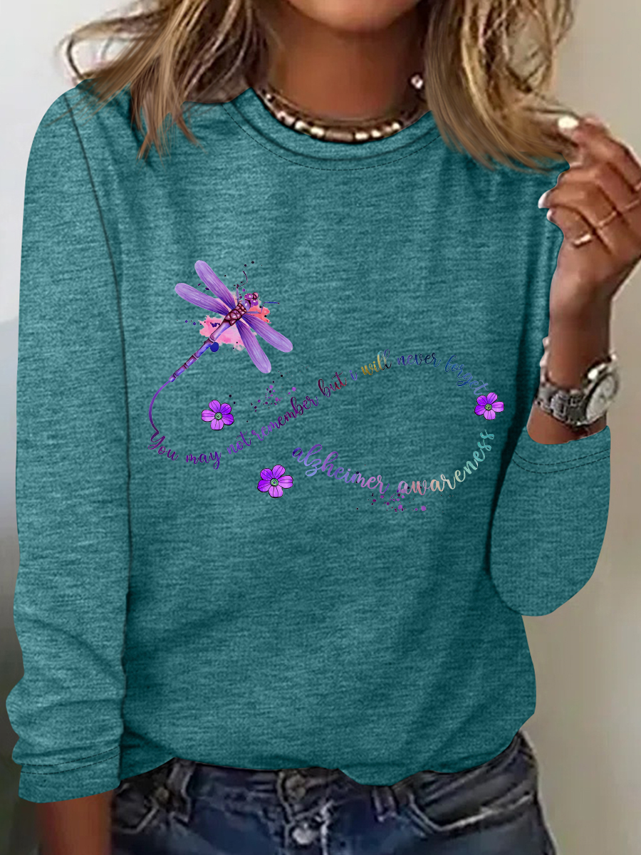 You May Not Remember But I Will Never Forget Alzheimer Awareness Casual Long Sleeve Shirt