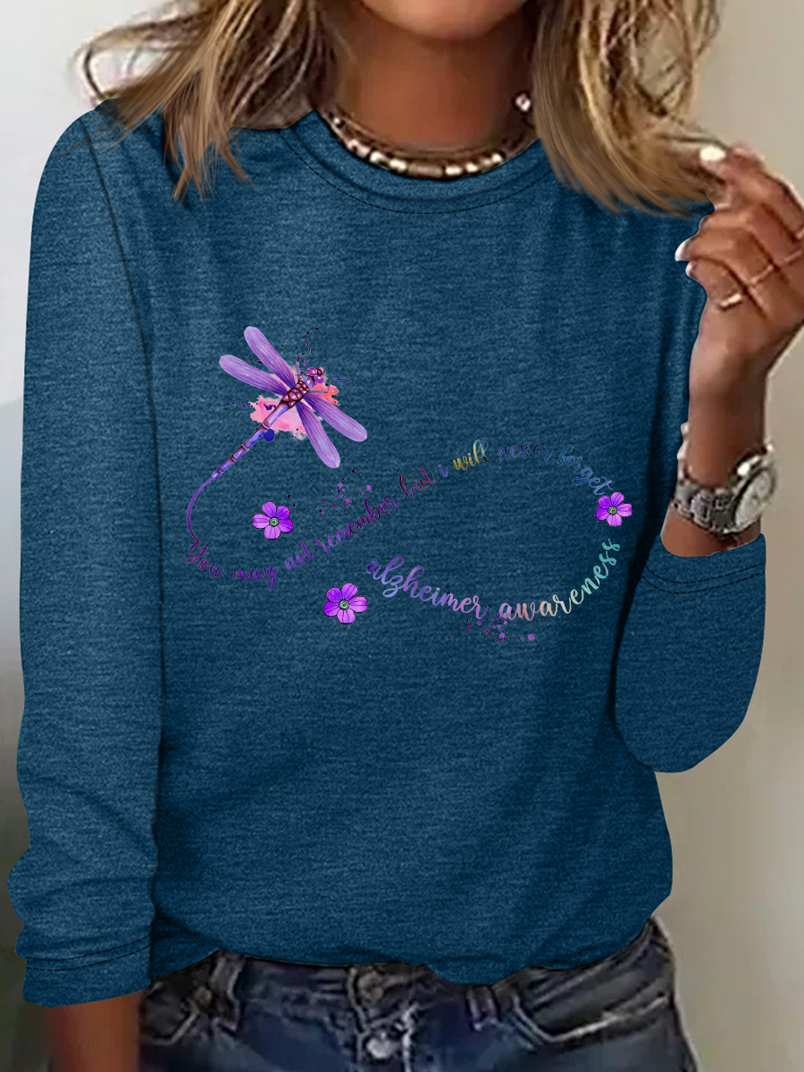 You May Not Remember But I Will Never Forget Alzheimer Awareness Casual Long Sleeve Shirt