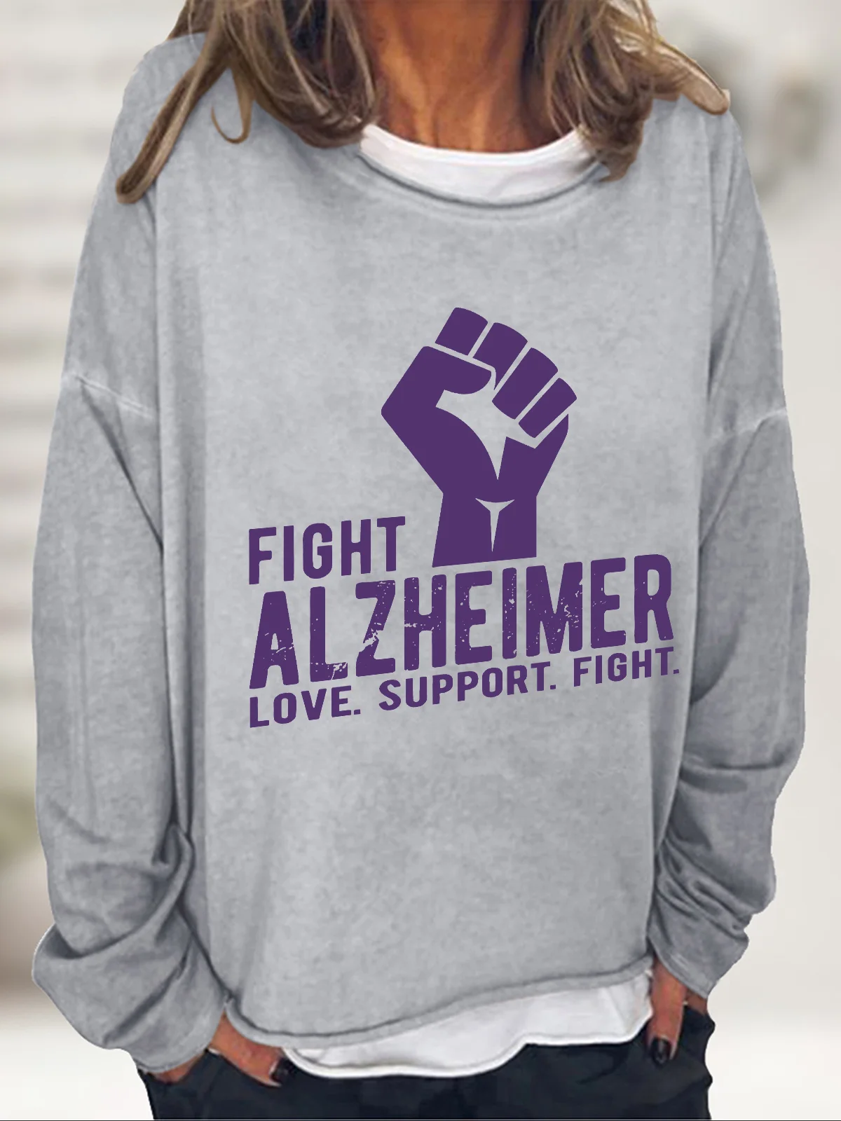 Fight Alzheimer, Support Alzheimer Awareness Casual Sweatshirt