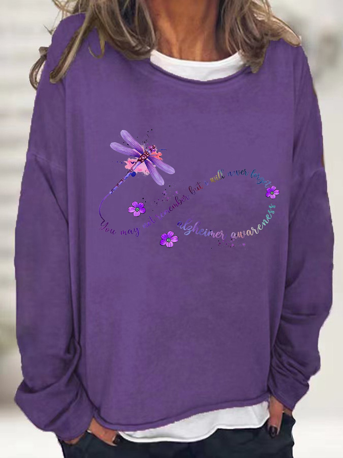 You May Not Remember But I Will Never Forget Alzheimer Awareness Casual Sweatshirt