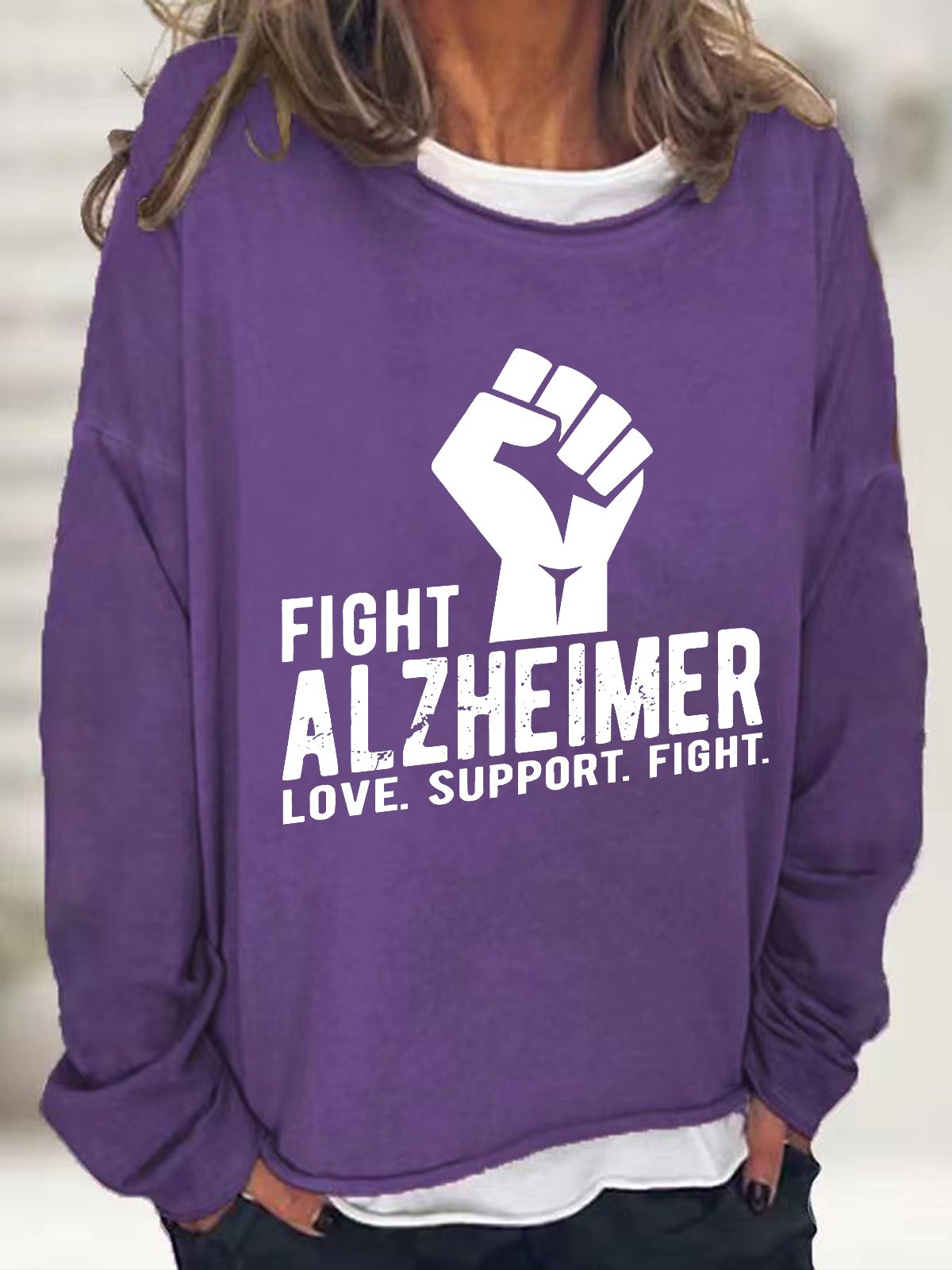 Fight Alzheimer, Support Alzheimer Awareness Casual Sweatshirt