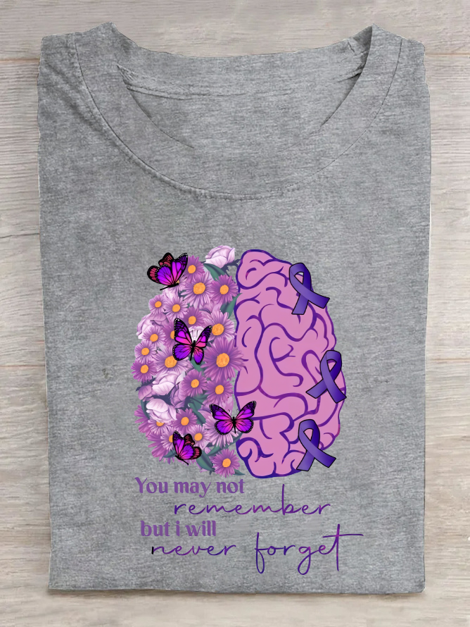 You May Not Remember I Will Never Forget Alzheimer Awareness Cotton T-Shirt