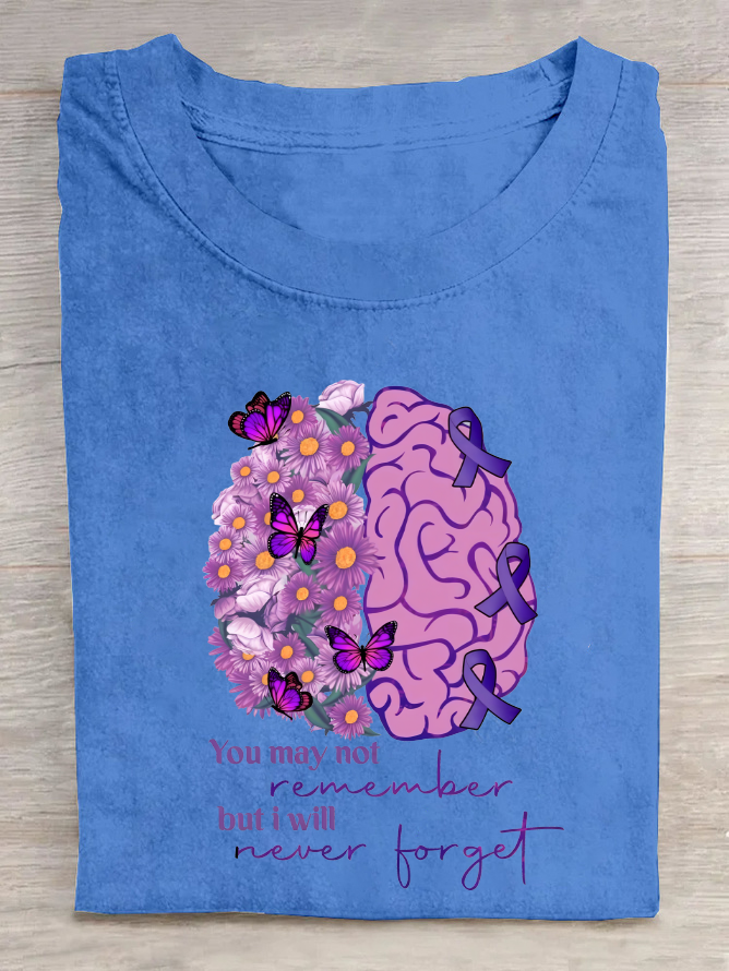 You May Not Remember I Will Never Forget Alzheimer Awareness Cotton T-Shirt