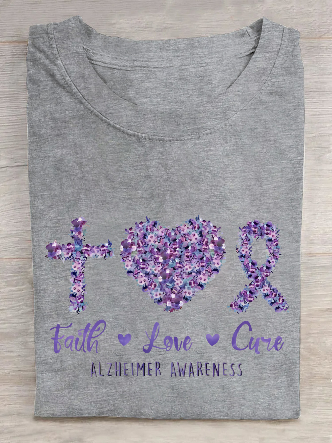 Faith Love Cure Alzheimer's Awareness Cotton T-Shirt