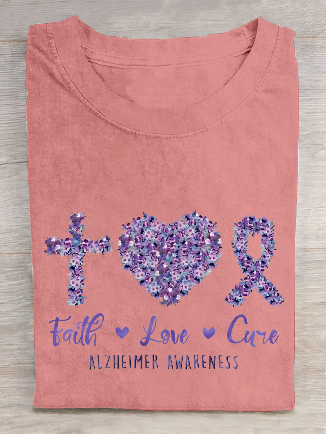 Faith Love Cure Alzheimer's Awareness Cotton T-Shirt