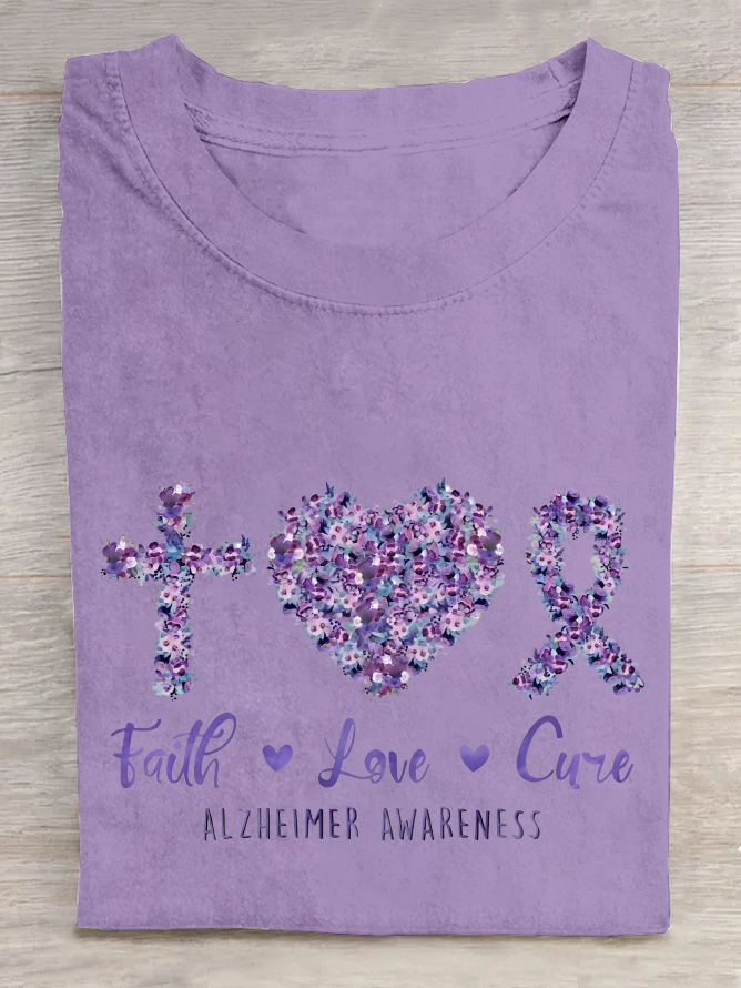 Faith Love Cure Alzheimer's Awareness Cotton T-Shirt