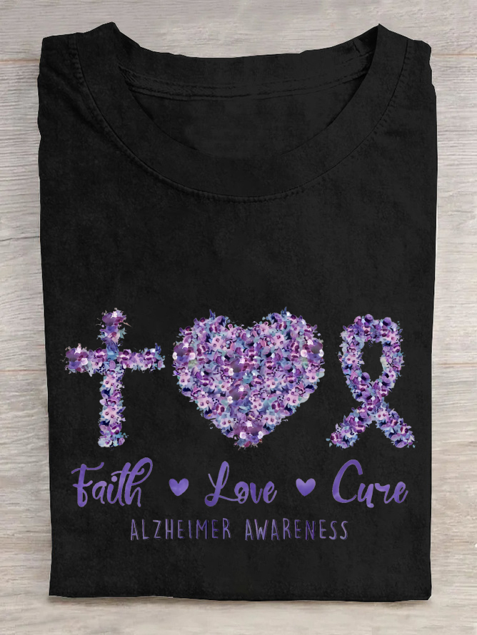 Faith Love Cure Alzheimer's Awareness Cotton T-Shirt