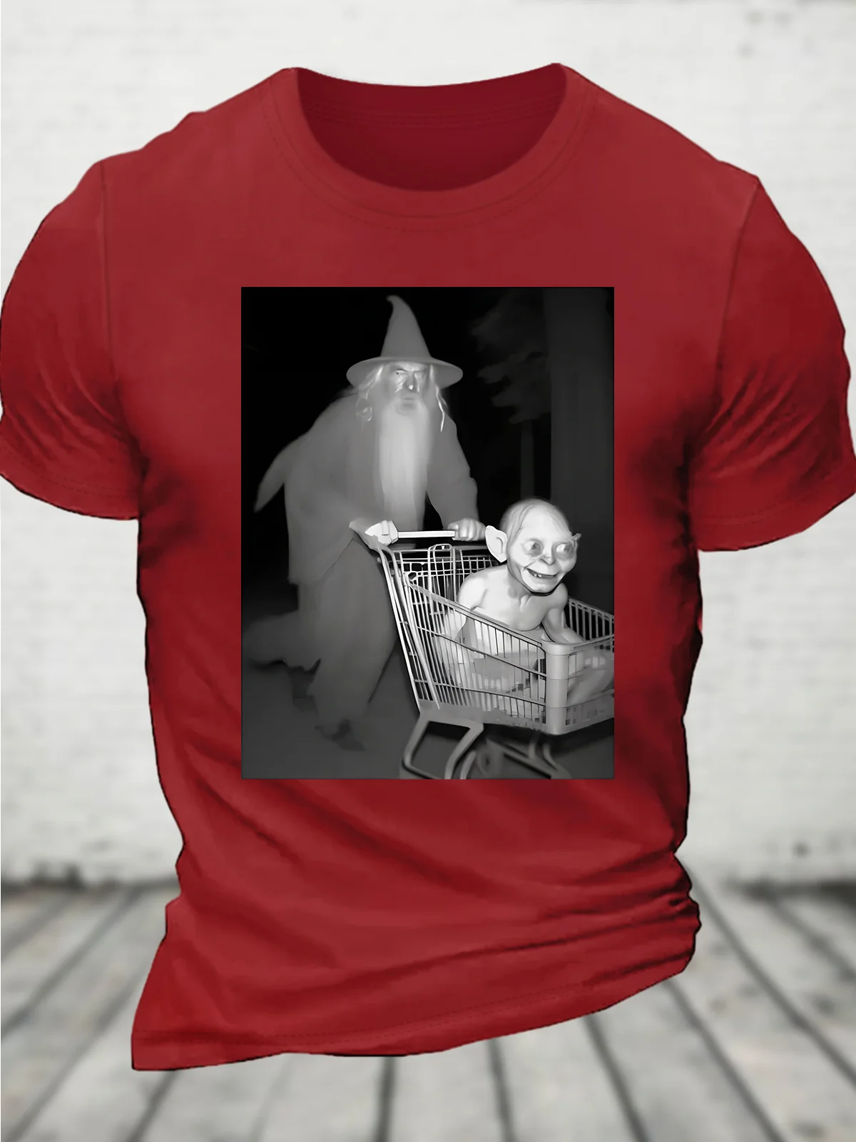 Gandalf Pushing Gollum in Shopping Cart Cotton T-shirt