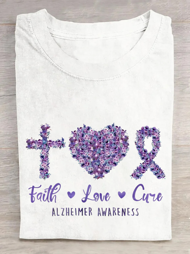 Faith Love Cure Alzheimer's Awareness Cotton T-Shirt