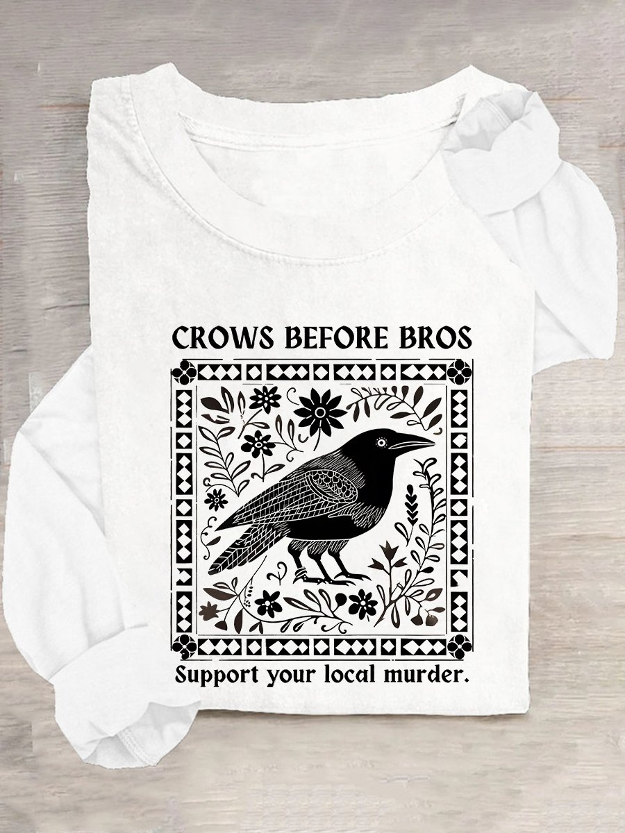 Crows Before Bros Casual Long Sleeve Shirt