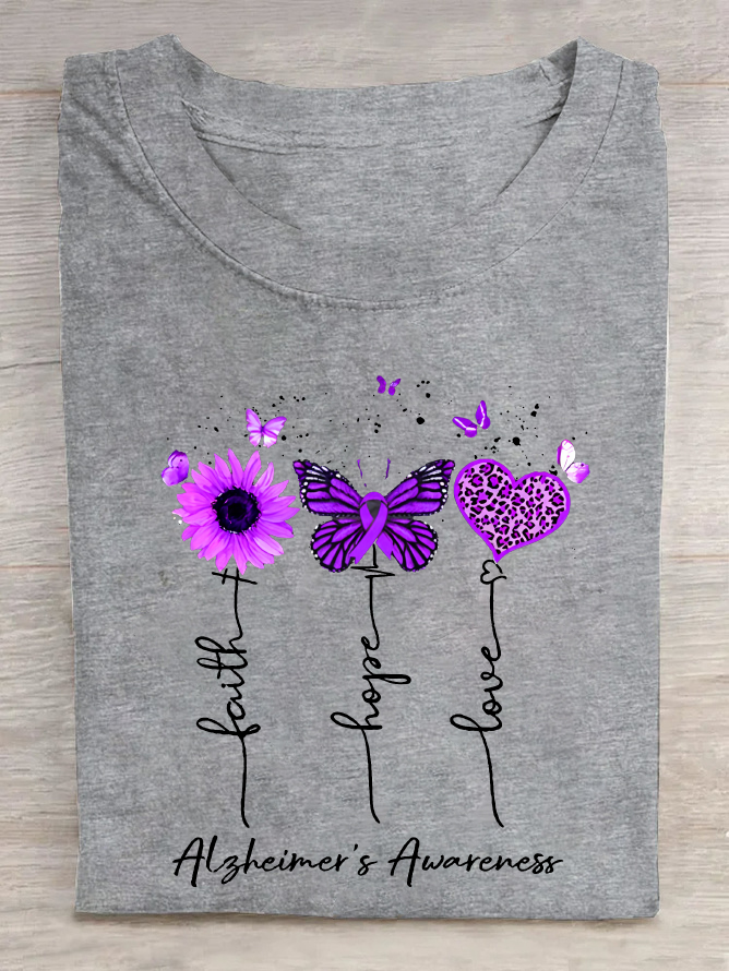 Women's Faith Hope Love Alzheimer's Awareness Cotton T-Shirt