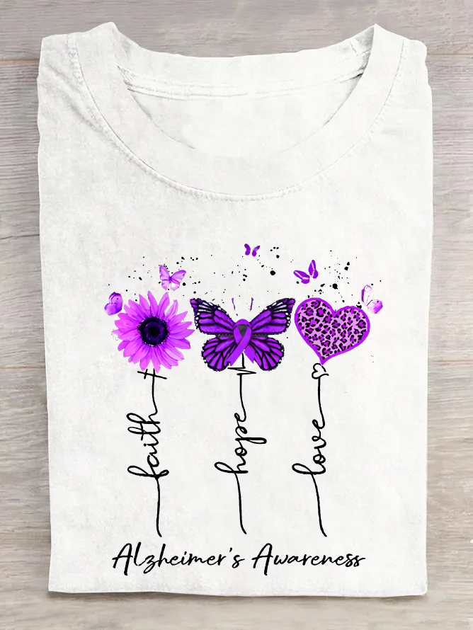 Women's Faith Hope Love Alzheimer's Awareness Cotton T-Shirt