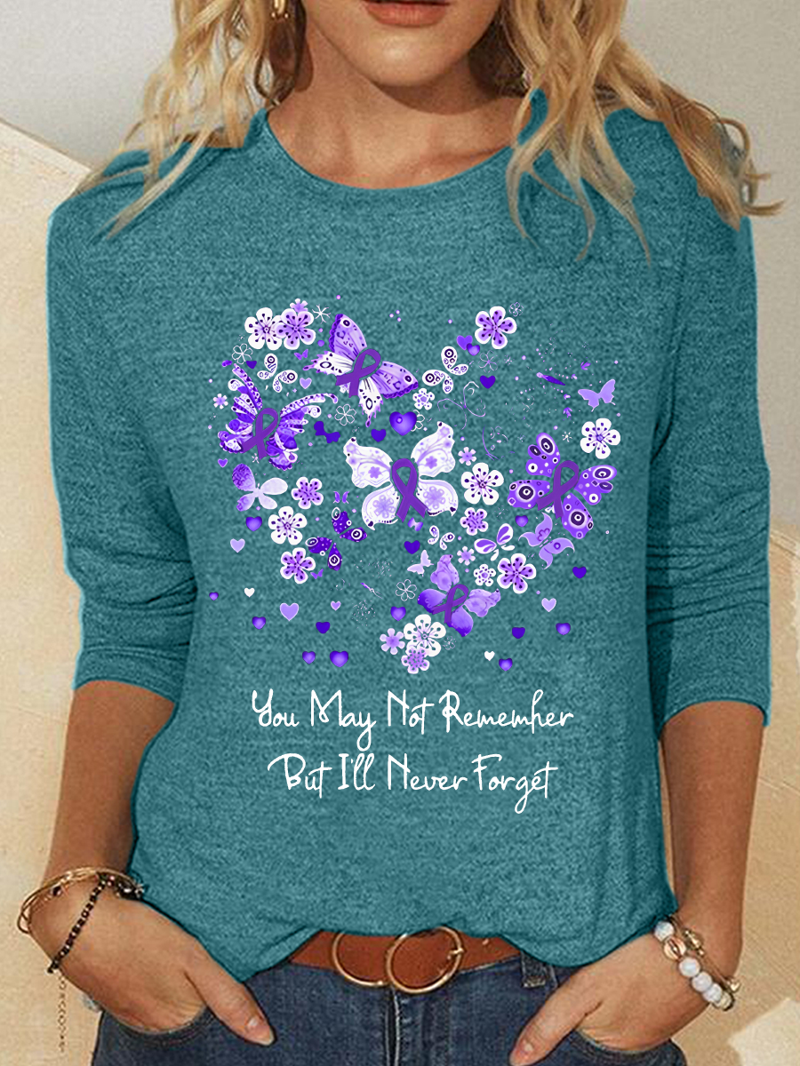 Women's Alzheimer's Awareness Casual Long Sleeve Shirt