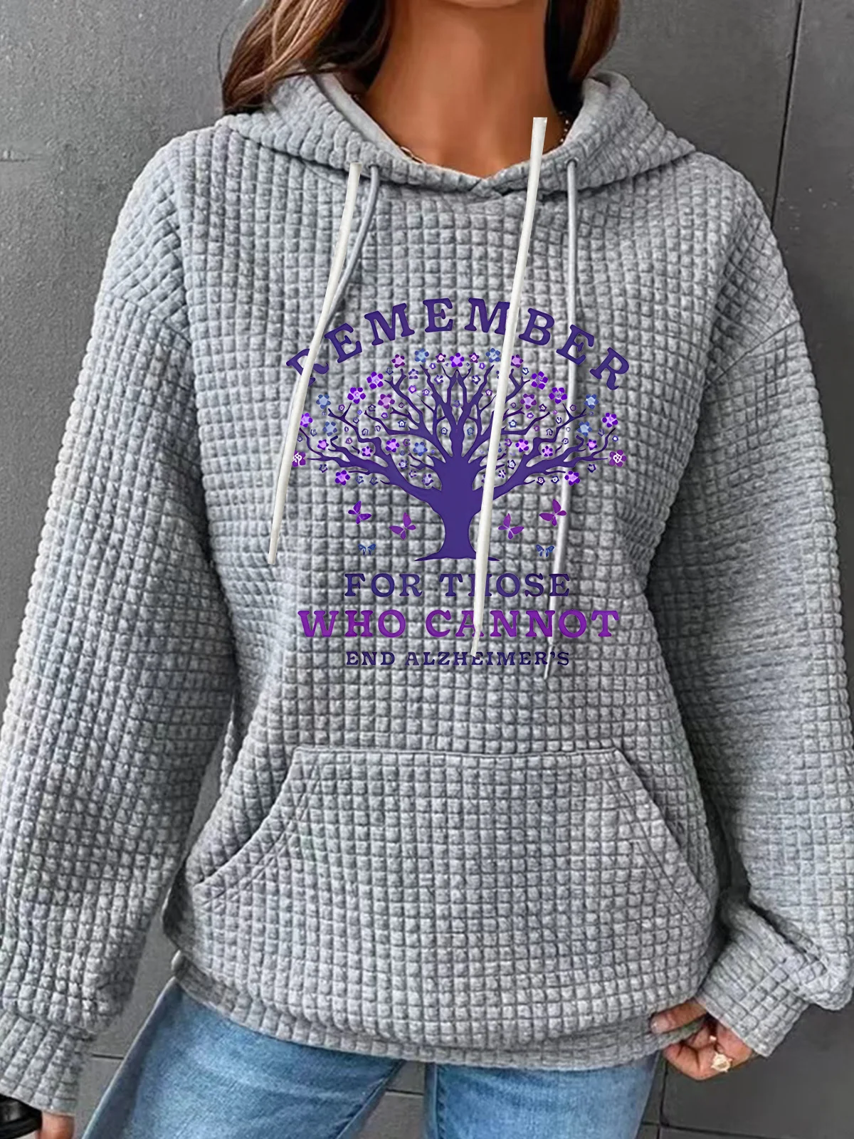 Women's Remember For Those Who Cannot Dementia Alzheimer's Disease Awareness printed Simple Loose Hoodie