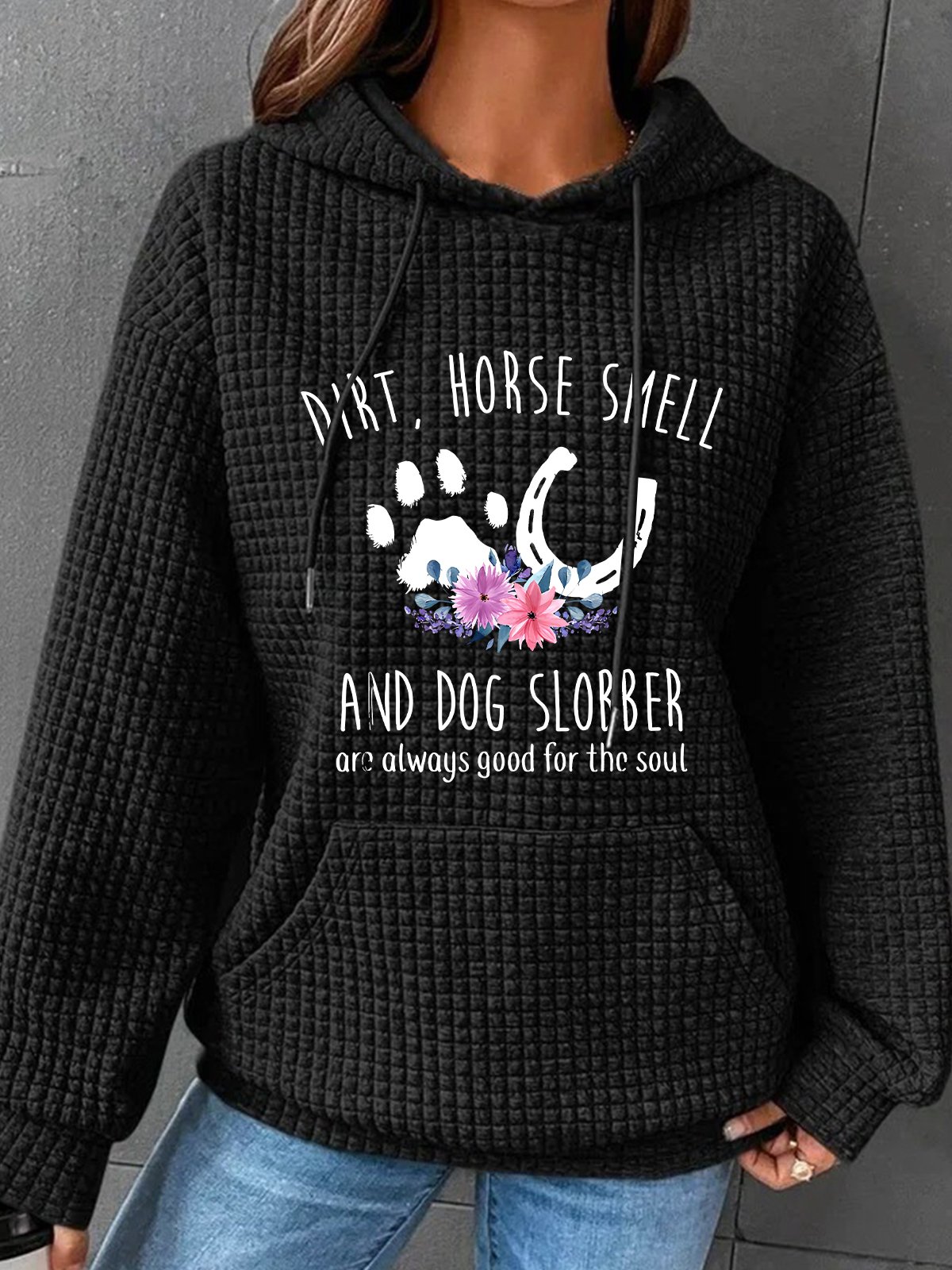 Horse Smell And Dog Slobber Dog Lover Horse Lover Simple Loose Hoodie