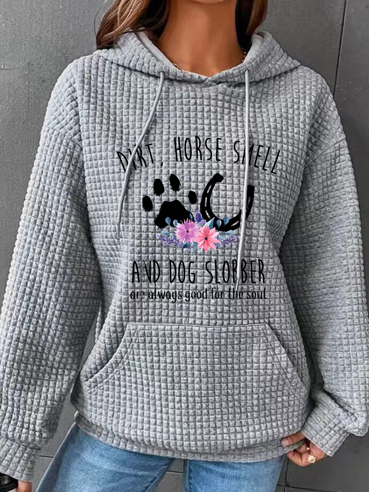 Horse Smell And Dog Slobber Dog Lover Horse Lover Simple Loose Hoodie