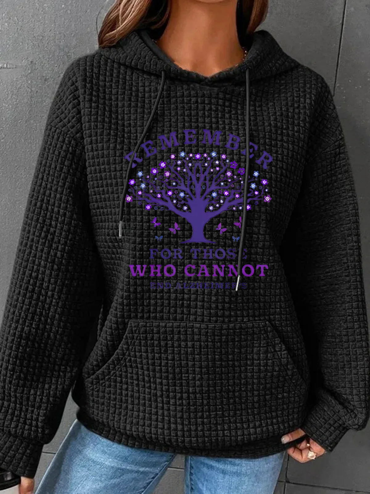 Women's Remember For Those Who Cannot Dementia Alzheimer's Disease Awareness printed Simple Loose Hoodie