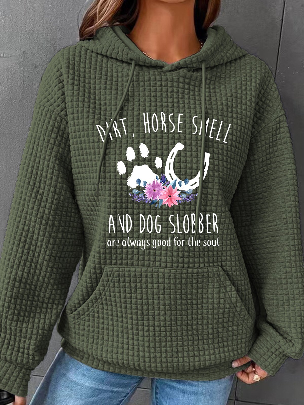 Horse Smell And Dog Slobber Dog Lover Horse Lover Simple Loose Hoodie