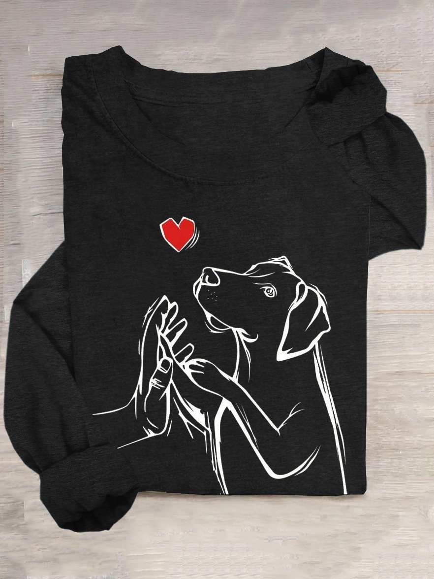 Dog Cotton-Blend Loose Casual T-Shirt