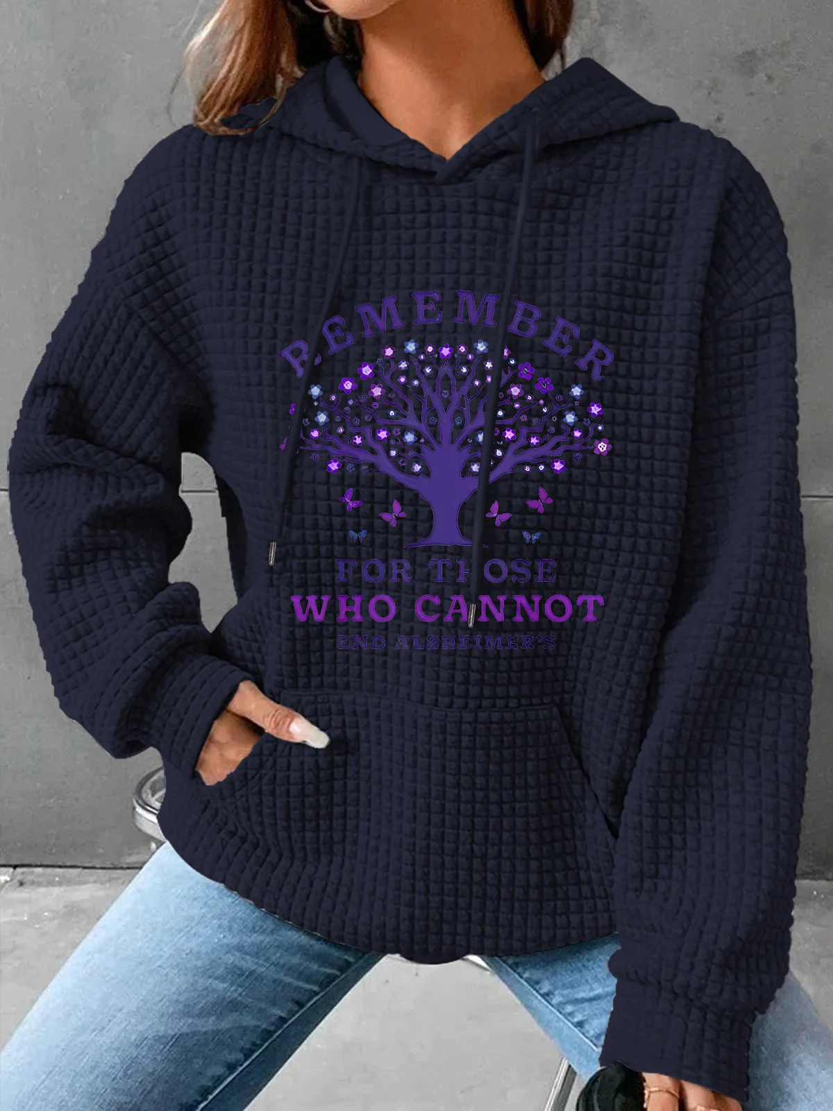 Women's Remember For Those Who Cannot Dementia Alzheimer's Disease Awareness printed Simple Loose Hoodie