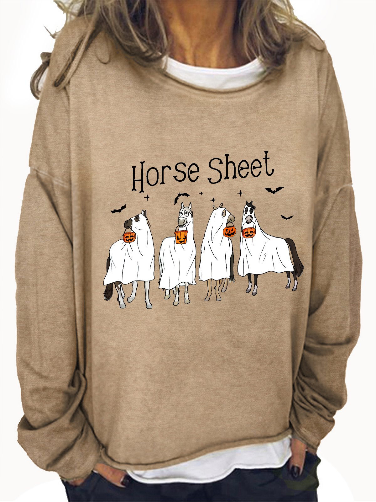 Horse Sheet Ghost Horses Funny Halloween Casual Sweatshirt