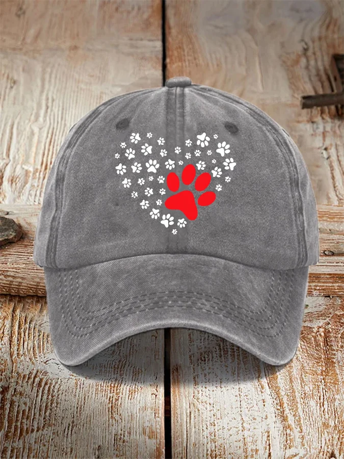 Dog Paw Heart Dog Lovers Hat