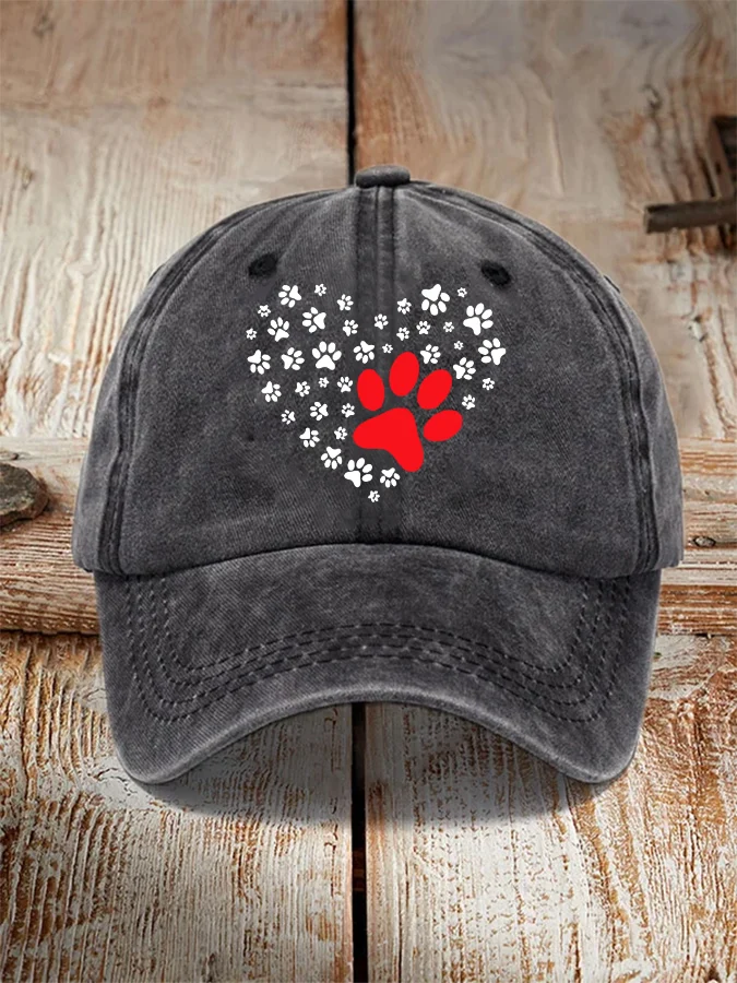 Dog Paw Heart Dog Lovers Hat