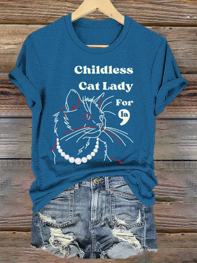 Women's Childless Cat Lady Print T-Shirt