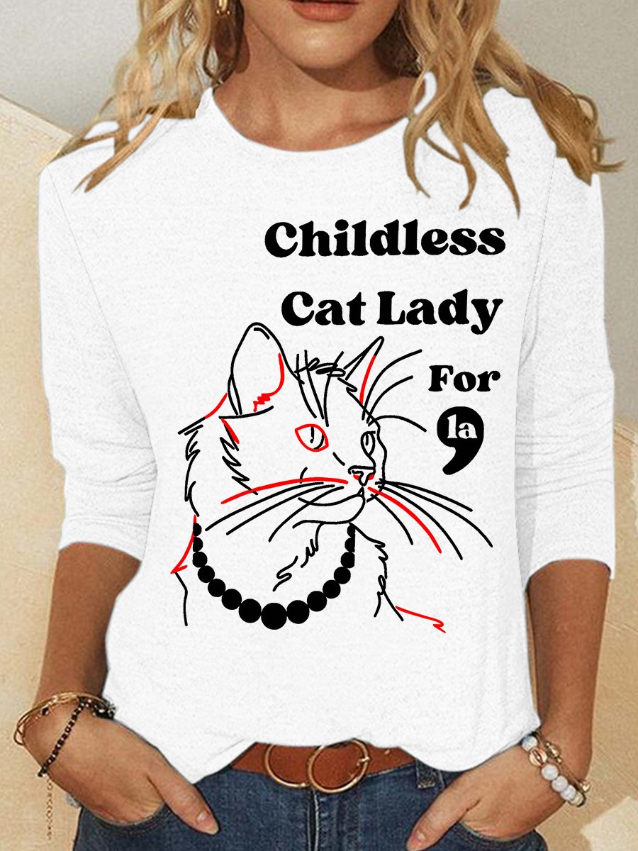 Childless Cat Lady Casual Long Sleeve Shirt