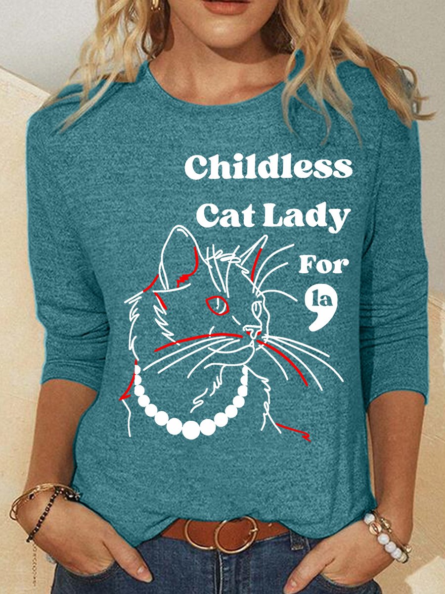 Childless Cat Lady Casual Long Sleeve Shirt