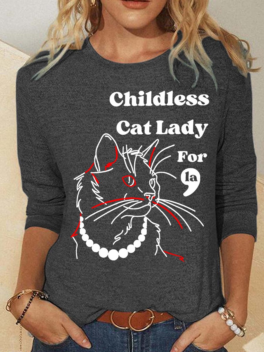 Childless Cat Lady Casual Long Sleeve Shirt