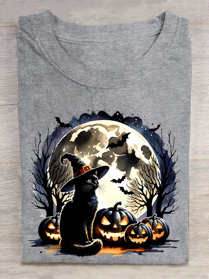 Happy Halloween Cat  Cotton T-shirt