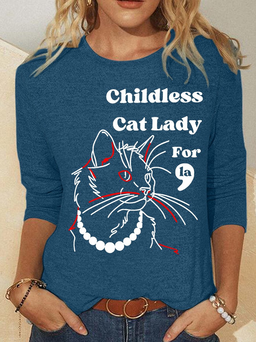 Childless Cat Lady Casual Long Sleeve Shirt