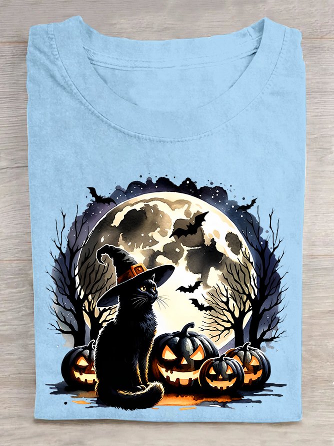 Happy Halloween Cat  Cotton T-shirt