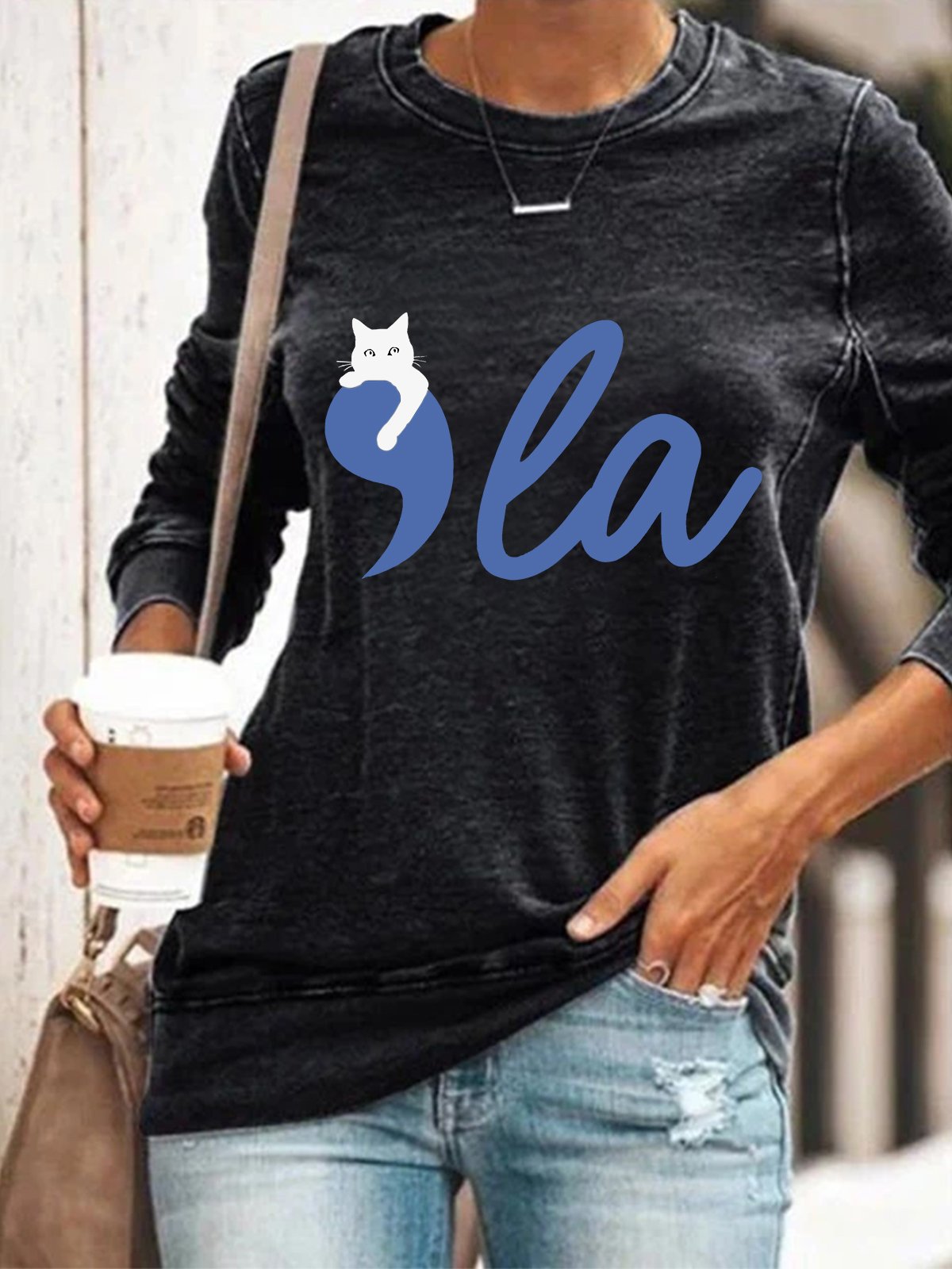 Comma La Childless Cat Lady Casual Sweatshirt