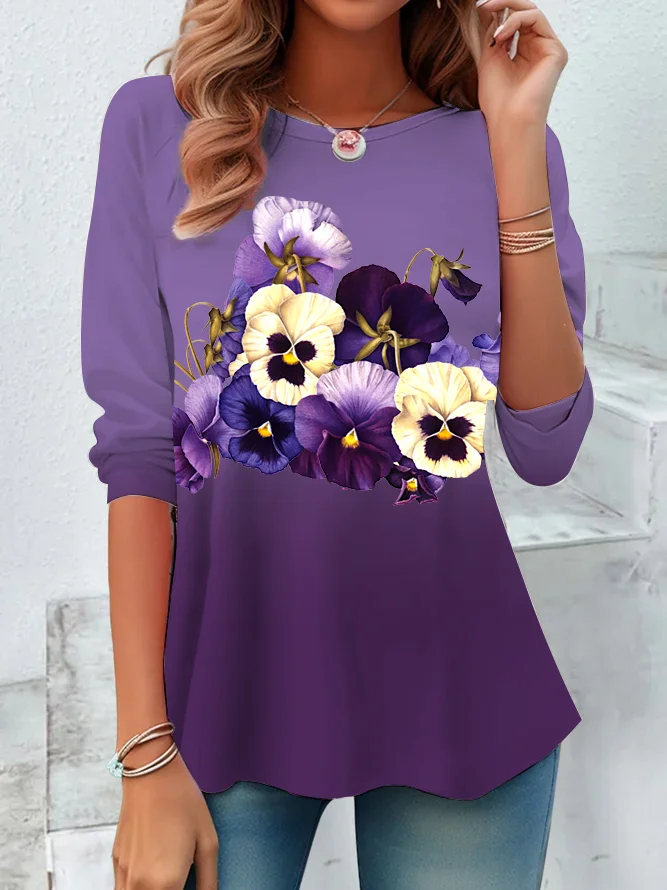 Purple flower Alzheimer's Awareness Long sleeve Shirt