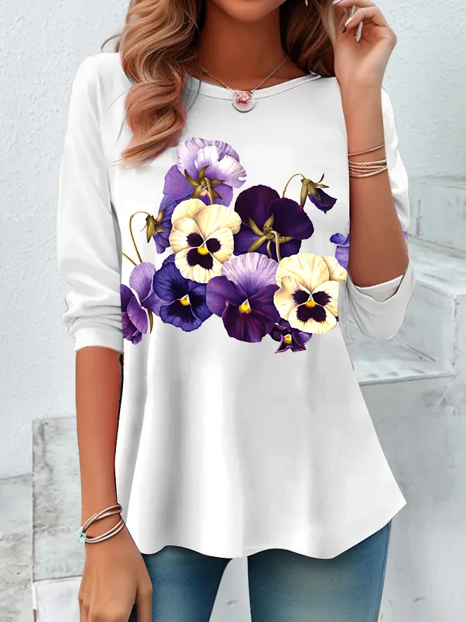 Purple flower Alzheimer's Awareness Long sleeve Shirt