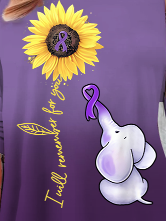 Alzheimer's Elephant I Will Remember For You Sunflower Long sleeve Shirt