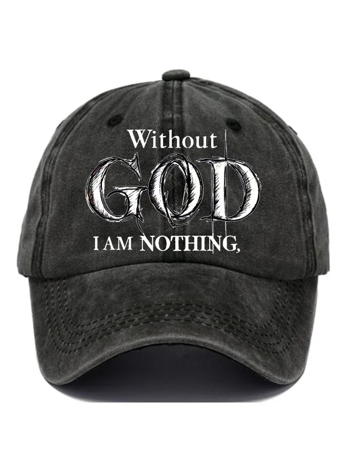 Unisex Distressed Washed Cotton Retro Faith Print Hat