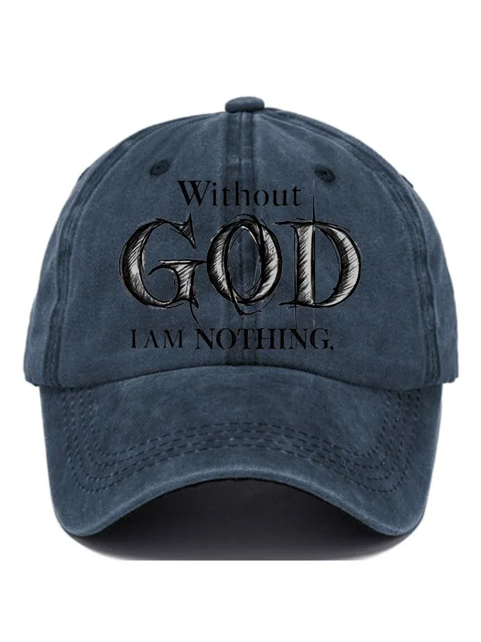 Unisex Distressed Washed Cotton Retro Faith Print Hat