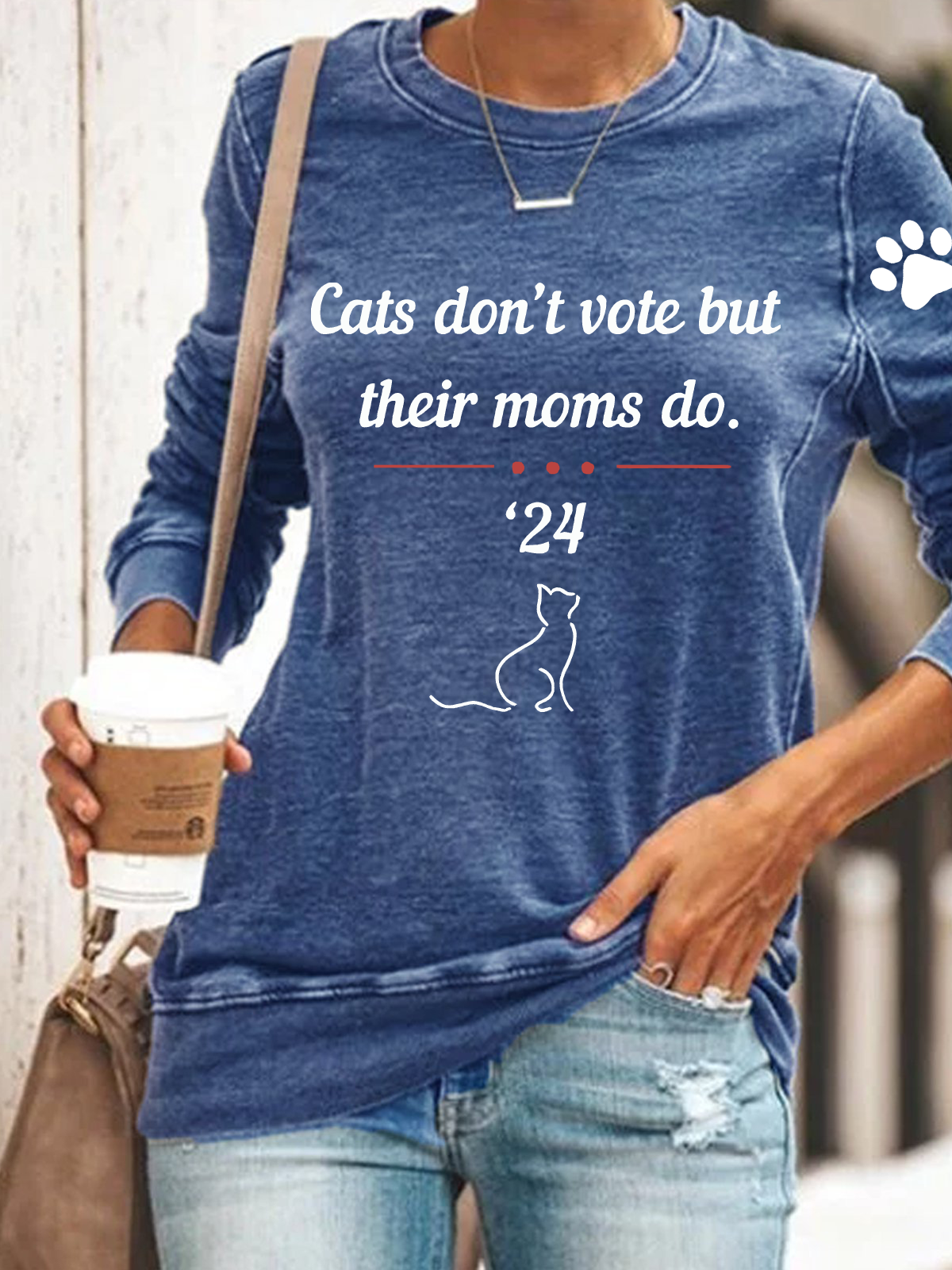 Cats Dont Vote But Their Moms Do Casual Sweatshirt