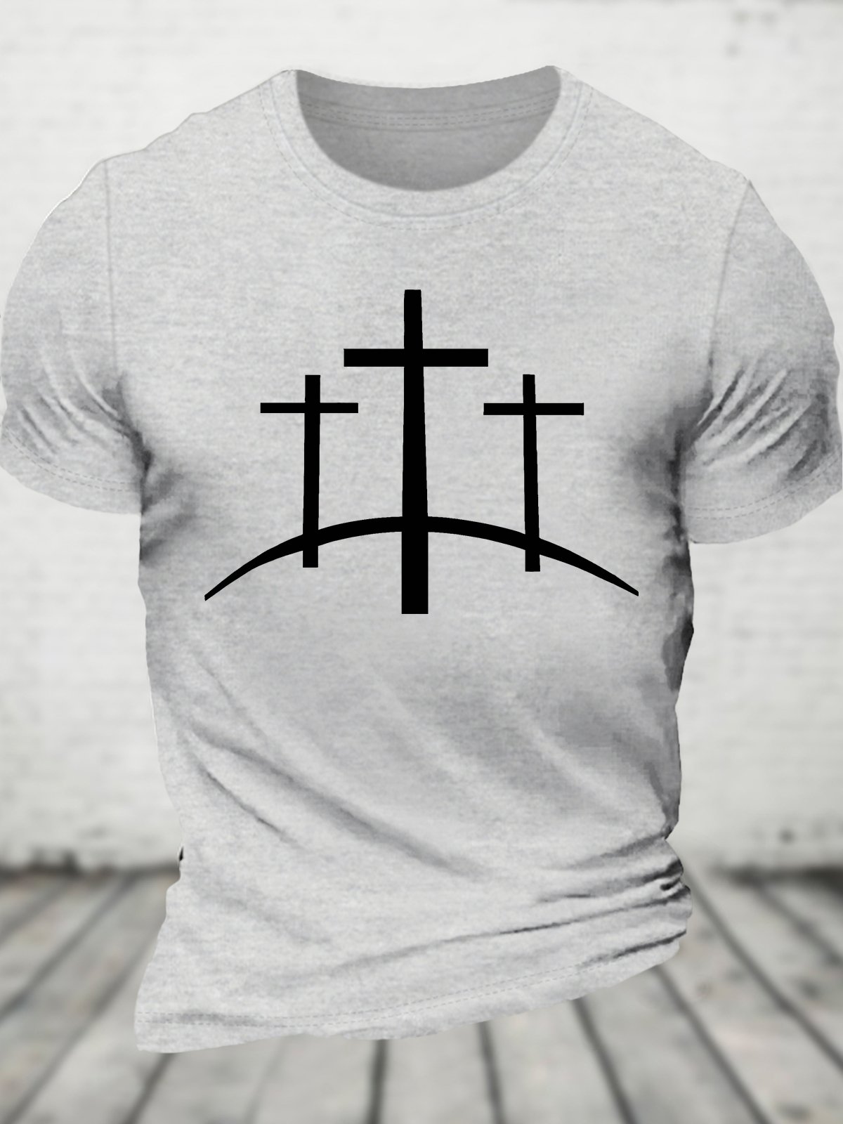 Retro Distressed Rolled Design Faith Print Cotton T-shirt