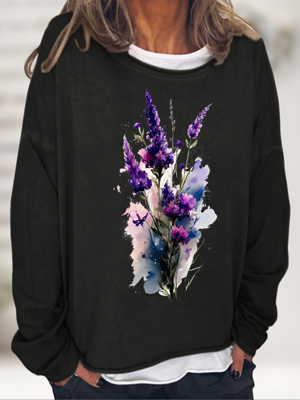 Purple Flower Alzheimer's Awareness Casual Sweatshirt